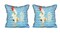 Pair of Betsy Drake White Rooster Script Large Indoor/Outdoor Pillows 18x18